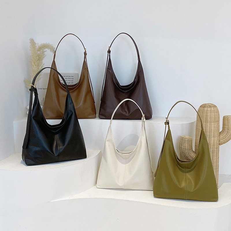 Leatherwork Workshop - ソフトフェイクレザーショルダーホーボーバッグ大容量ソリッドカラー女性用デイリーワークカジュアルショッピングハンドバッグ財布大容量アンダーアームバッグ
