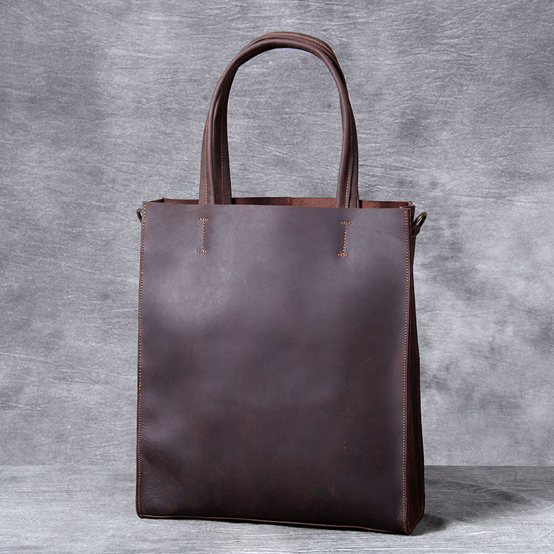 Leatherwork Workshop - ヴィンテージ本革メンズハンドトートバッグシンプルなクレイジーホース牛革ショッピングホールドオール高級仕事ラップトップショルダーメッセンジャーバッグ