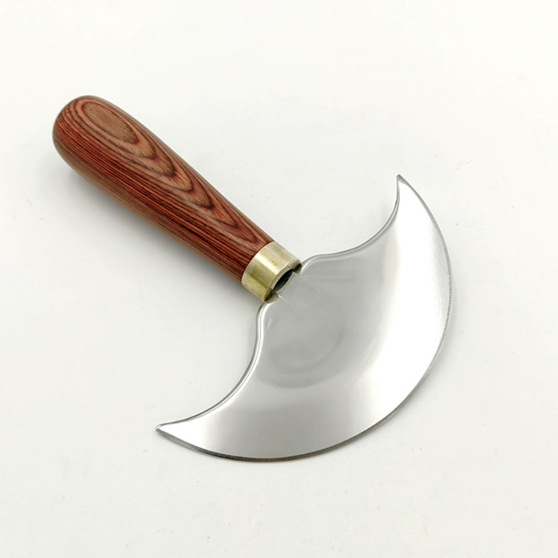Round Knife Leatherwork - プロの革のナイフ,半円形の刃,手工芸品,木製のハンドル,切削工具,クラフト,90mm, 120mm