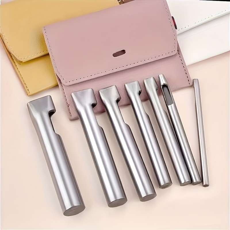Leatherwork Punching Tool - 5個入り レザー用オーバルホールパンチャー 長方形穴あけパンチ 腕時計バンド用フラットパンチ ヘビーデューティー中空パンチ DIYレザークラフトツール