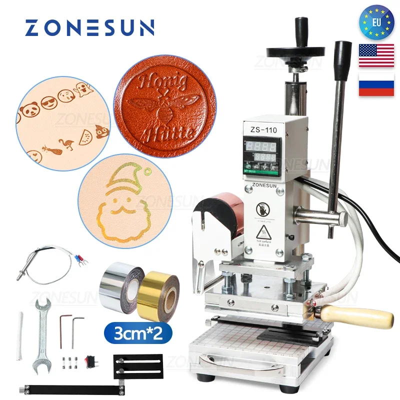 Leatherwork Vise - ZONESUN ZS110 ホットフォイルスタンピング ブロンジング エンボス加工機 スライド式作業台