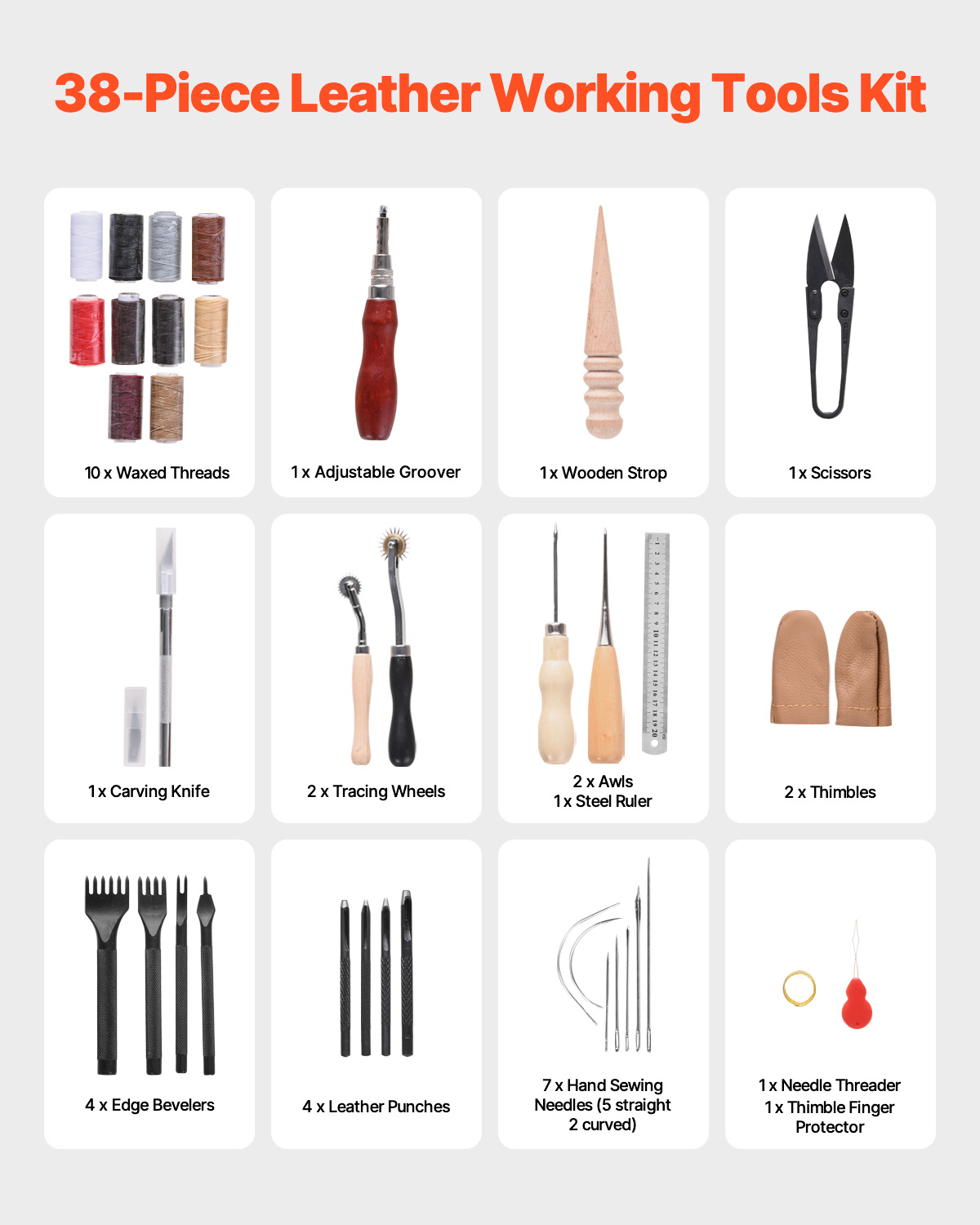 SucceBuy 38/59/61/72/92 個革作業ツー - Leatherwork Punching Tool のレビューと価格