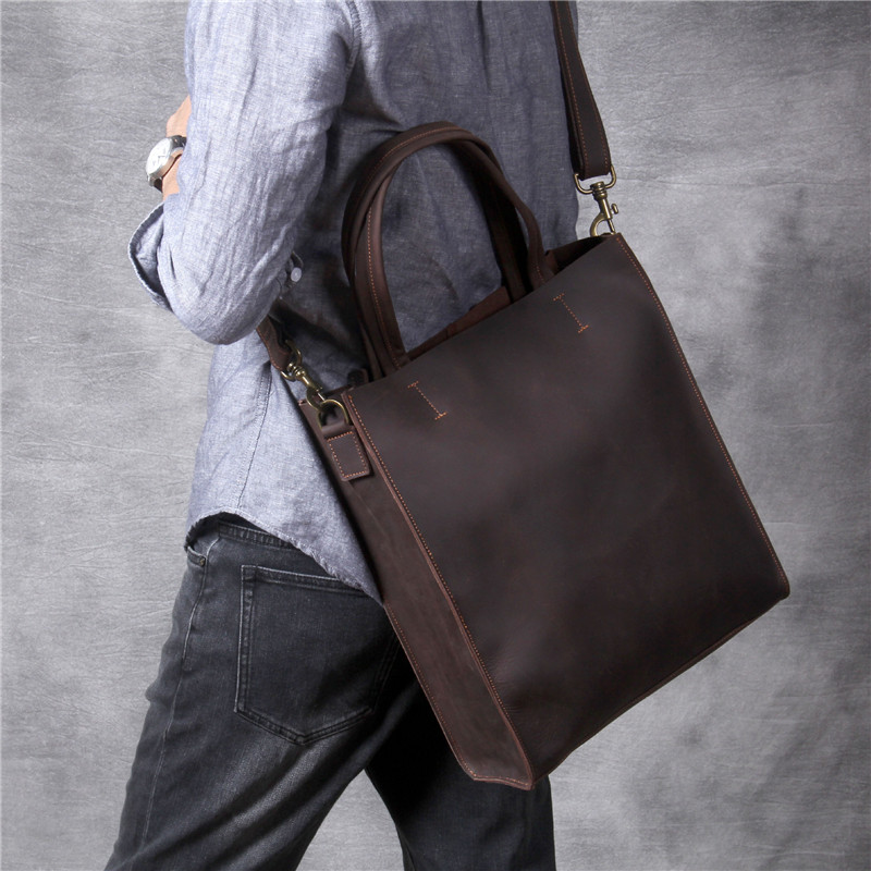 ヴィンテージ本革メンズハンドトートバッグシンプルなクレイジー - Leatherwork Workshop のレビューと価格