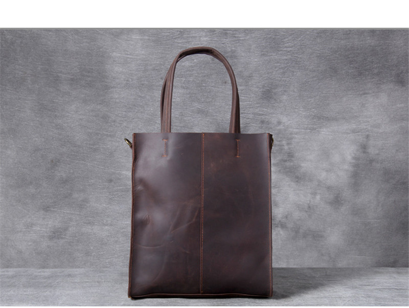 ヴィンテージ本革メンズハンドトートバッグシンプルなクレイジー - Leatherwork Workshop のレビューと価格
