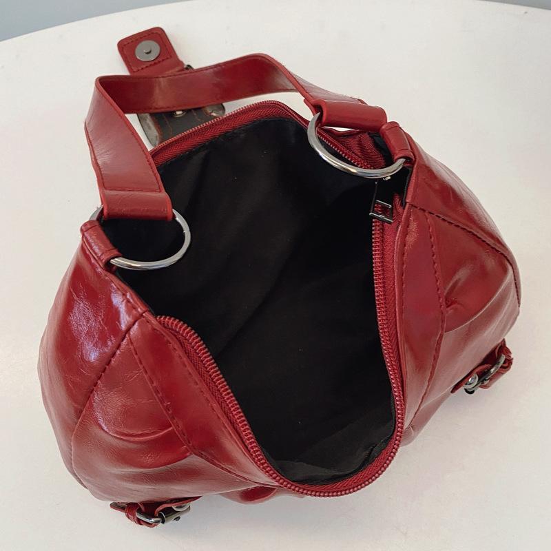 Y2K レトロプリーツレザーショルダーバッグハンドバッグ女性 - Leatherwork Workshop のレビューと価格