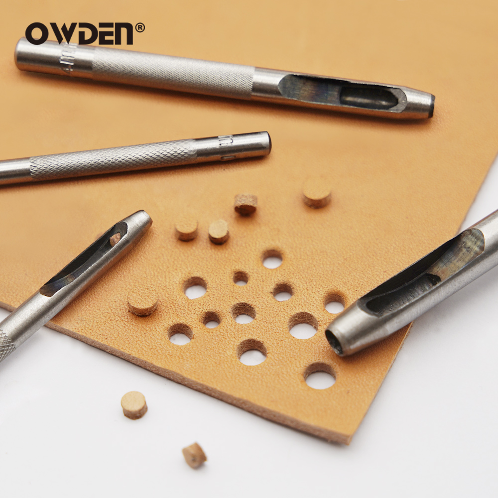 6個のレザーホールパンチツールスチール中空丸穴パンチャー - - Leatherwork Punching Tool のレビューと価格