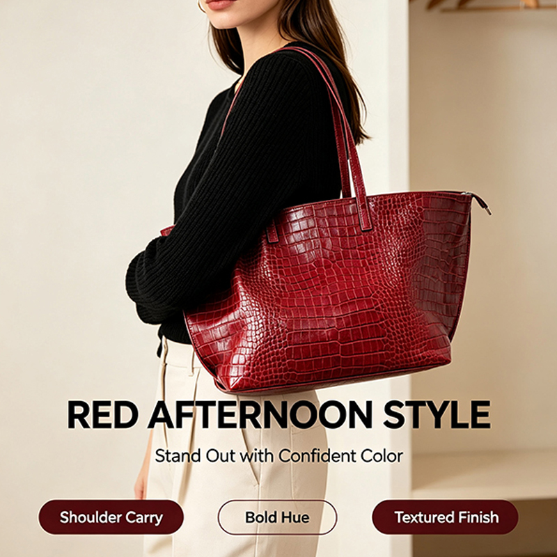 ヴィンテージ風クロコダイル柄ハンドバッグ。大容量で、フェイク - Leatherwork Workshop のレビューと価格